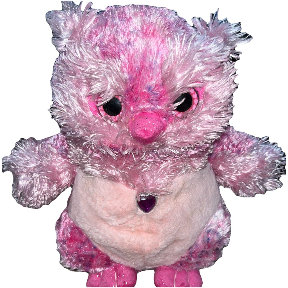 Wild Republic K&M hot pink purple plush owl heart eyes‎ sparkle glitter feet